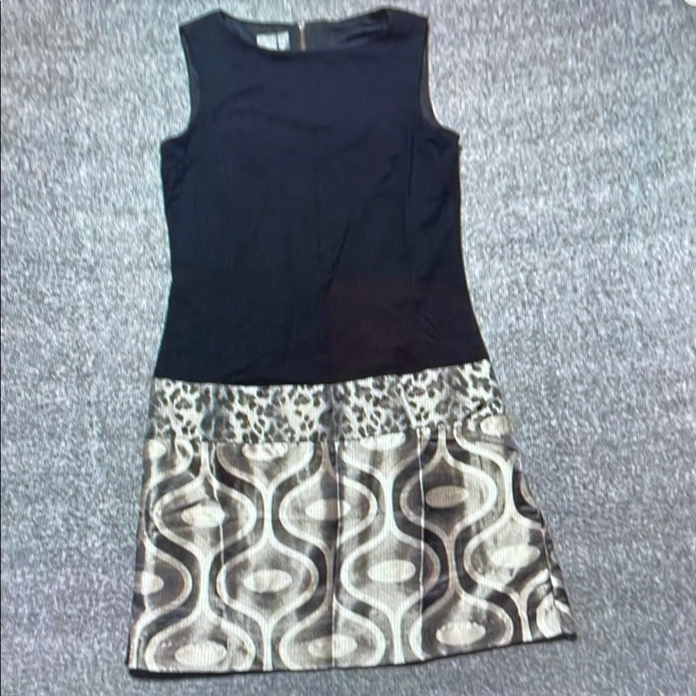 Elegant Black and Patterned Midi Dress